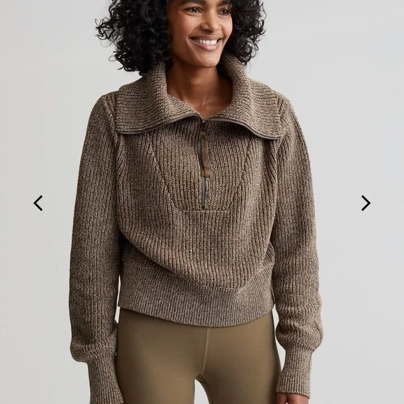 ISO Varley Mentone Half-Zip Knit Pullover - Dark Olive Speckle